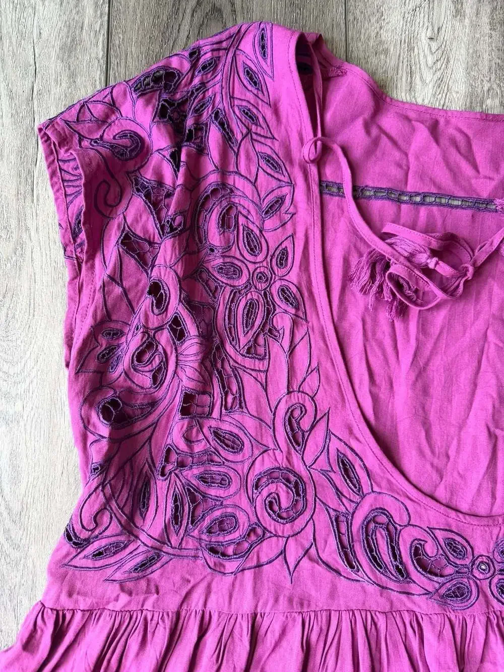 Free People Heartland Mini Dress Purple Embroidered Tunic